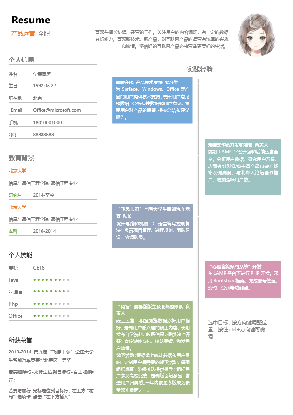 产品运营简历模板Word格式