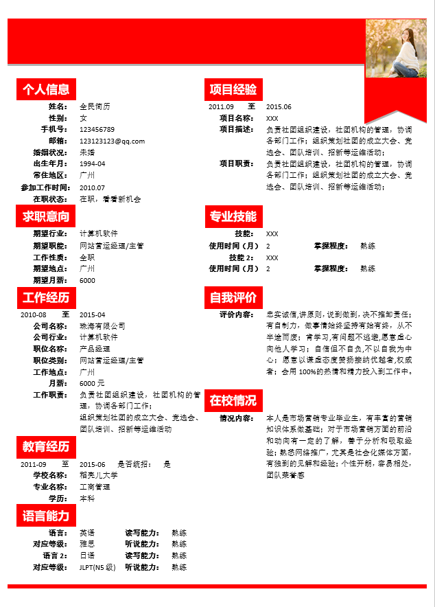 网站运营简历模板Word格式