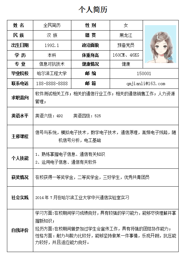 软件测试简历模板Word格式