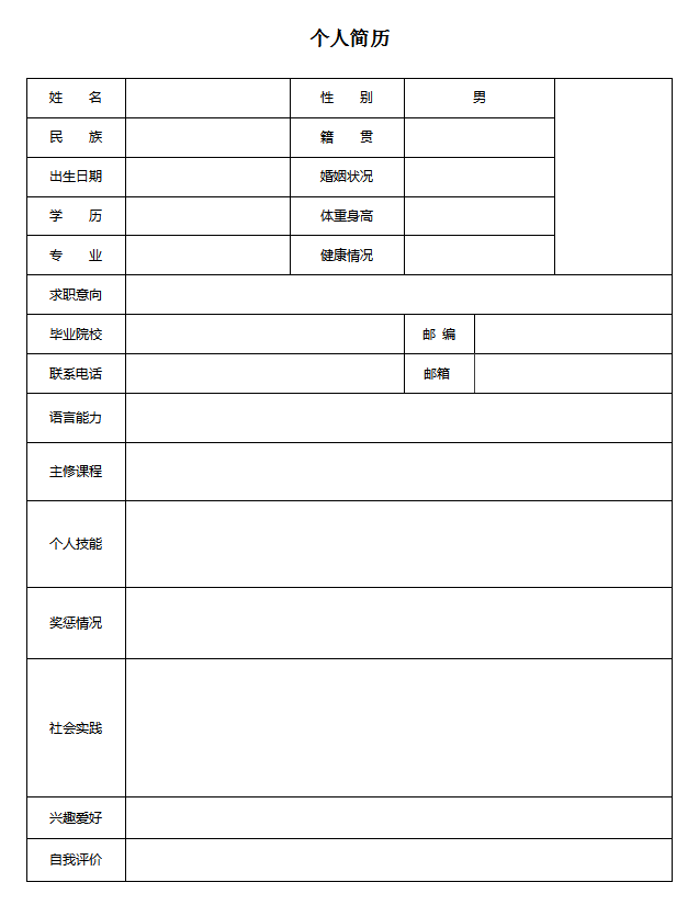 护士简历模板Word格式
