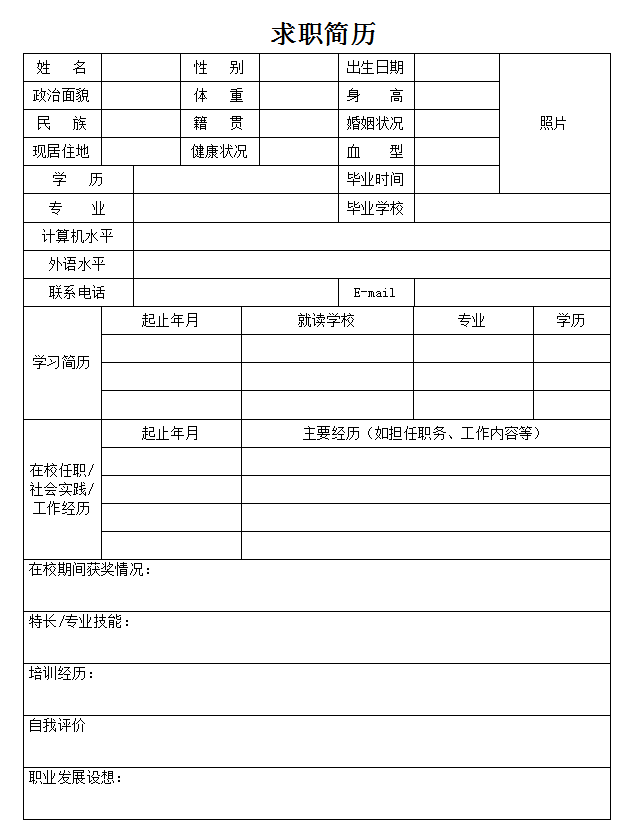 物业经理简历模板Word格式