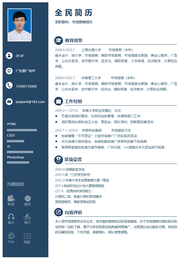 市场营销简历模板Word格式