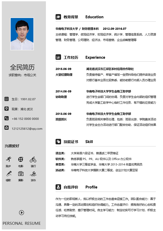 风险控制简历模板Word格式
