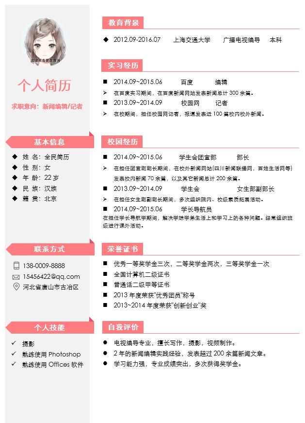 算法工程师简历模板Word格式